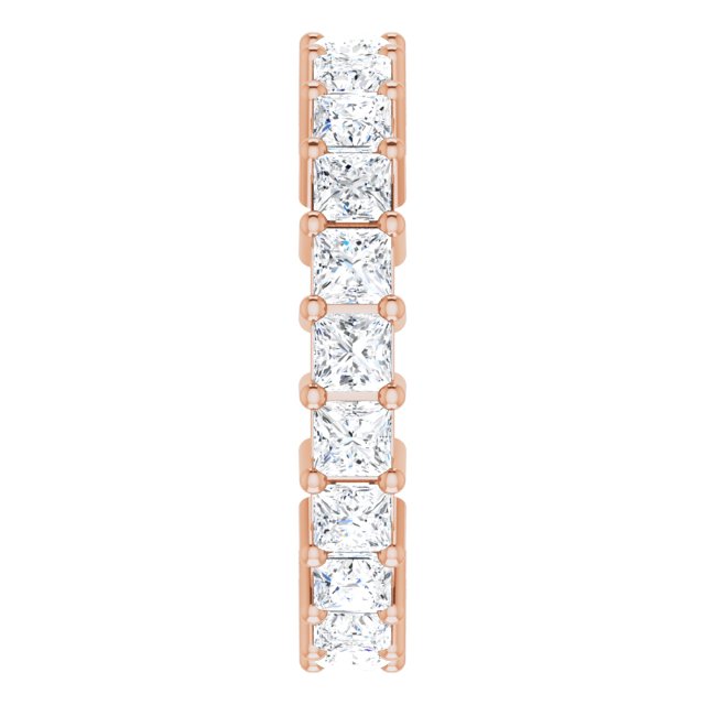 10K Gold Square Natural Diamond Shared-Prong Eternity Band – 2.5x2.5 mm Stones - Rose Gold - view 4