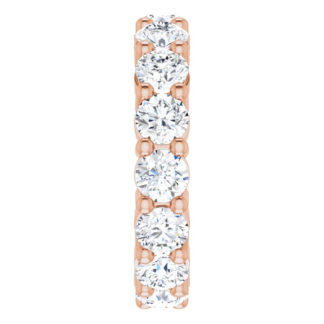10K Gold Round Natural Diamond Shared-Prong Eternity Band – 3.8 mm Stones - Rose Gold - view 4