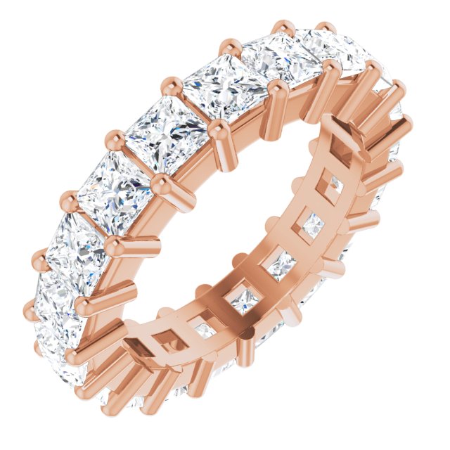 14K Gold Square Lab-Grown Diamond Shared-Prong Eternity Band – 3x3 mm Stones - Rose Gold