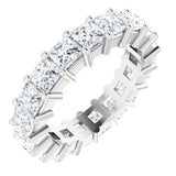 14K Gold Square Lab-Grown Diamond Shared-Prong Eternity Band – 3x3 mm Stones - White Gold