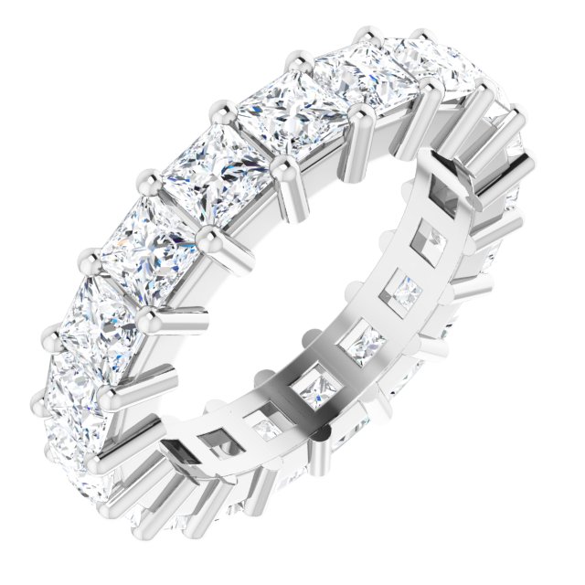 14K Gold Square Lab-Grown Diamond Shared-Prong Eternity Band – 3x3 mm Stones - White Gold