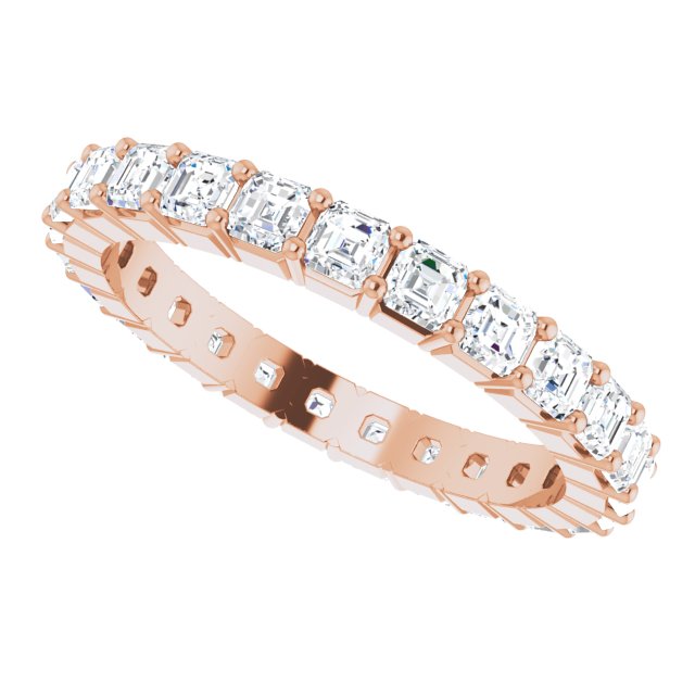 14K Gold Asscher Lab-Grown Diamond Shared-Prong Eternity Band – 2x2 mm Stones - Rose Gold - view 5