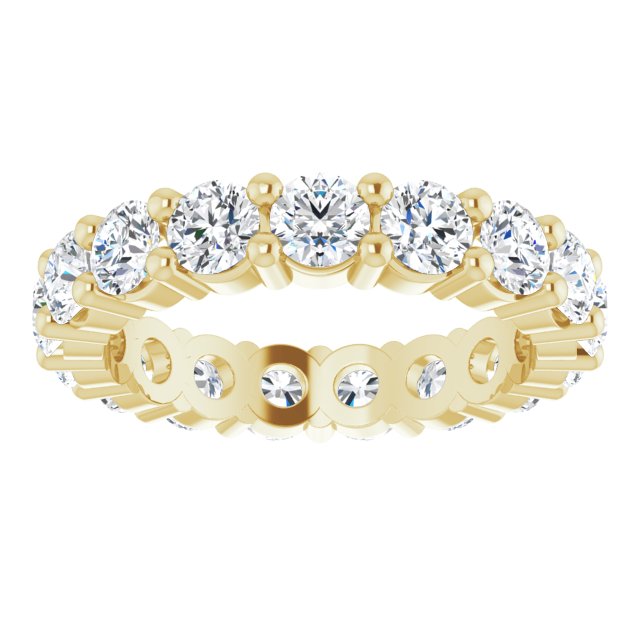 10K Gold Round Lab-Grown Diamond Shared-Prong Eternity Band – 3.2 mm Stones - Yellow Gold - view 3