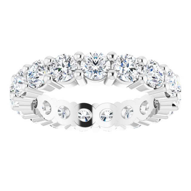 10K Gold Round Natural Diamond Shared-Prong Eternity Band – 3.2 mm Stones - White Gold - view 3
