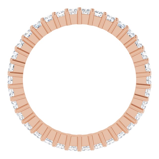 10K Gold Square Natural Diamond Shared-Prong Eternity Band – 1.5x1.5 mm Stones - Rose Gold - view 2