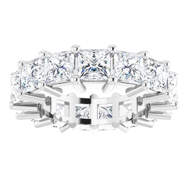 10K Gold Square Lab-Grown Diamond Shared-Prong Eternity Band – 4x4 mm Stones - White Gold - view 3