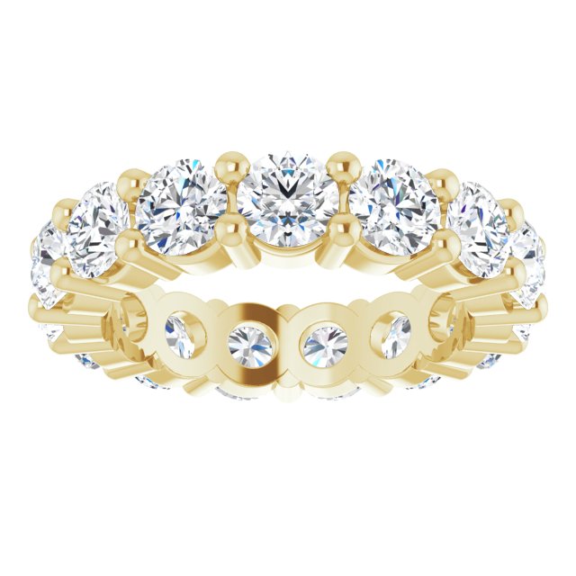 10K Gold Round Natural Diamond Shared-Prong Eternity Band – 3.8 mm Stones - Yellow Gold - view 3
