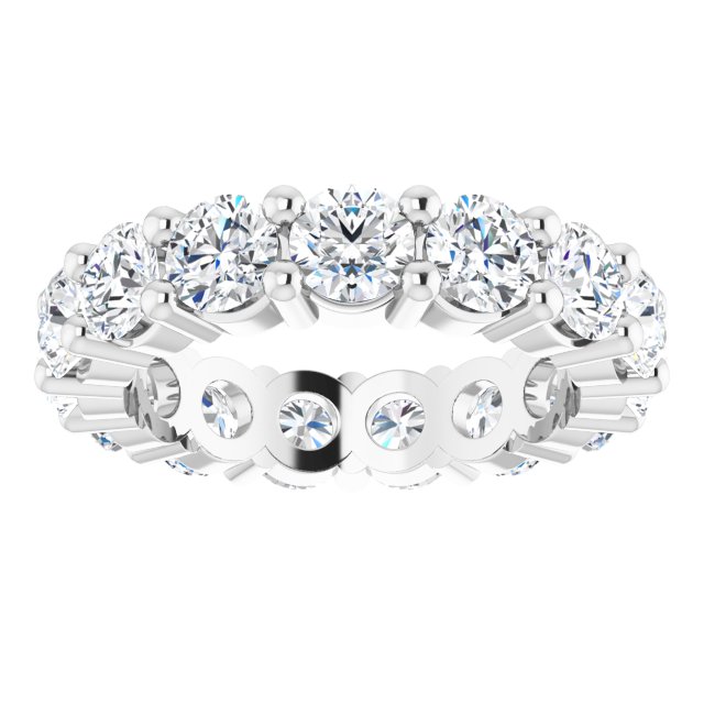 10K Gold Round Natural Diamond Shared-Prong Eternity Band – 3.8 mm Stones - White Gold - view 3