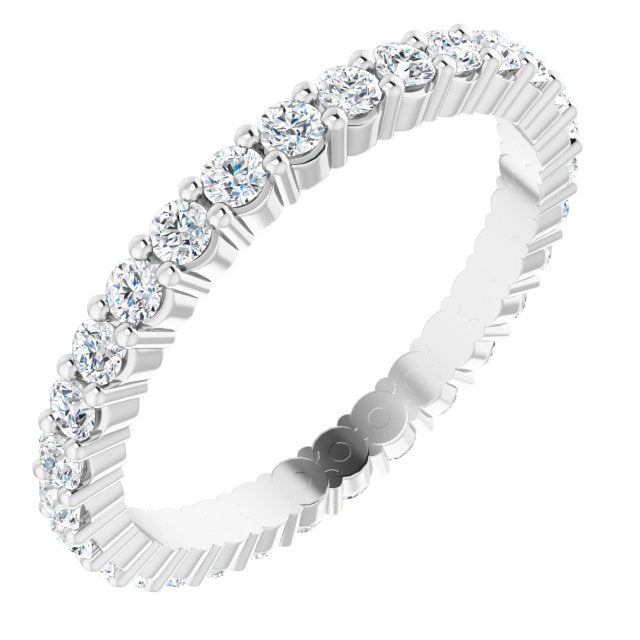 14K Gold Round Lab-Grown Diamond Shared-Prong Eternity Band – 1.7 mm Stones - White Gold