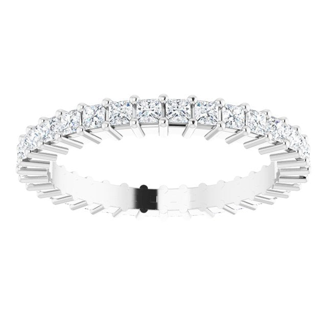 10K Gold Square Natural Diamond Shared-Prong Eternity Band – 1.5x1.5 mm Stones - White Gold - view 3