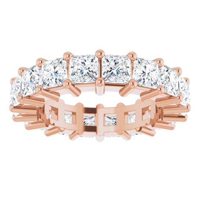 10K Gold Square Natural Diamond Shared-Prong Eternity Band – 3.25x3.25 mm Stones - Rose Gold - view 3