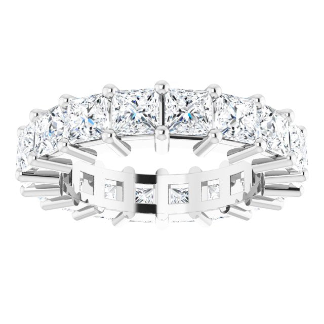 10K Gold Square Natural Diamond Shared-Prong Eternity Band – 3.25x3.25 mm Stones - White Gold - view 3