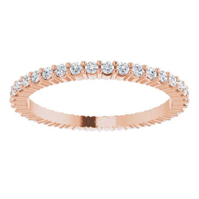 10K Gold Round Natural Diamond Shared-Prong Eternity Band – 1.3 mm Stones - Rose Gold - view 3