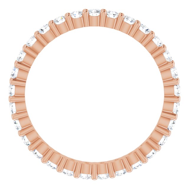 10K Gold Round Lab-Grown Diamond Shared-Prong Eternity Band – 1.75 mm Stones - Rose Gold - view 2