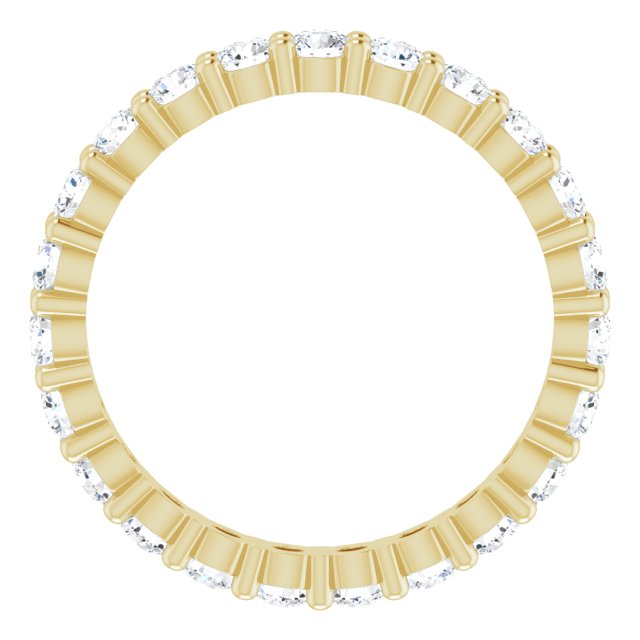 10K Gold Round Natural Diamond Shared-Prong Eternity Band – 2.25 mm Stones - Yellow Gold - view 2