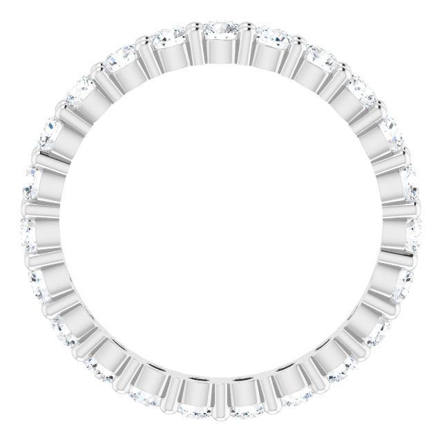 10K Gold Round Lab-Grown Diamond Shared-Prong Eternity Band – 2.25 mm Stones - White Gold - view 2