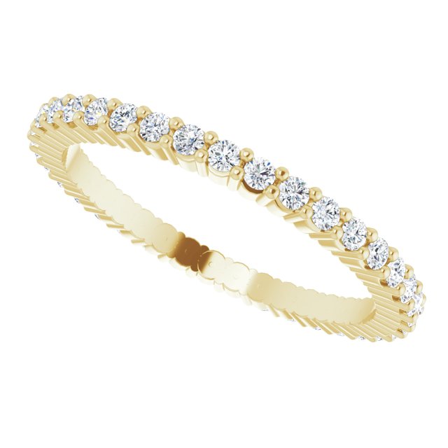 10K Gold Round Natural Diamond Shared-Prong Eternity Band – 1.3 mm Stones - Yellow Gold - view 5