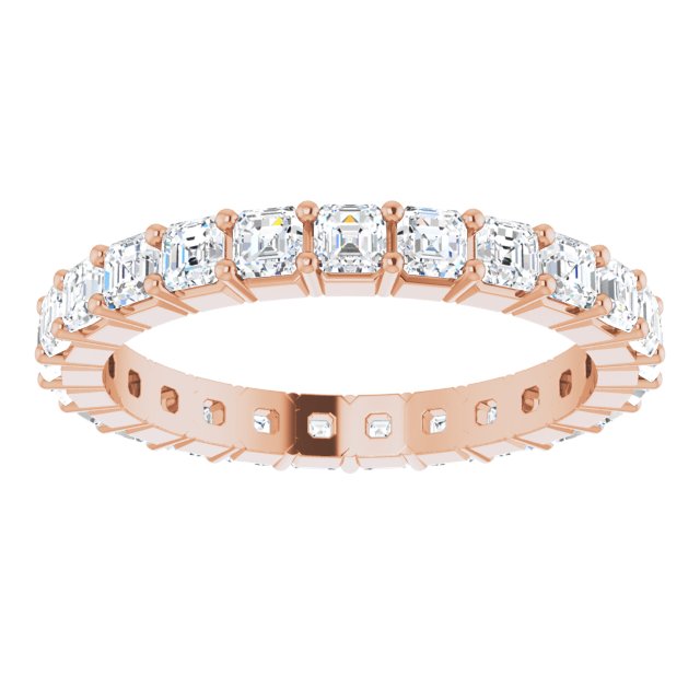 14K Gold Asscher Lab-Grown Diamond Shared-Prong Eternity Band – 2x2 mm Stones - Rose Gold - view 3