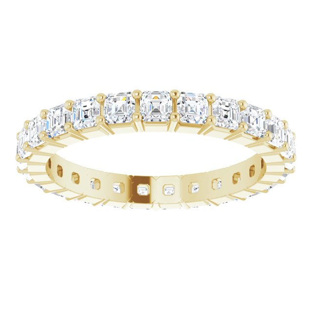 14K Gold Asscher Lab-Grown Diamond Shared-Prong Eternity Band – 2x2 mm Stones - Yellow Gold - view 3
