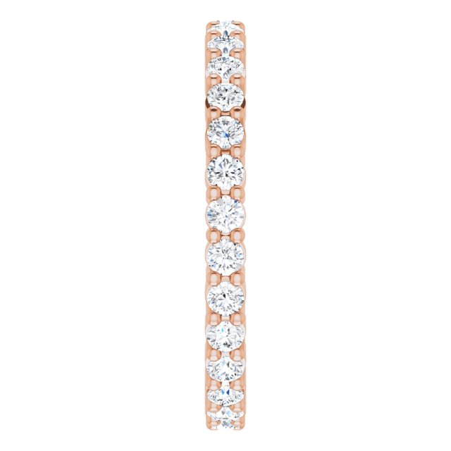 10K Gold Round Natural Diamond Shared-Prong Eternity Band – 1.7 mm Stones - Rose Gold - view 4