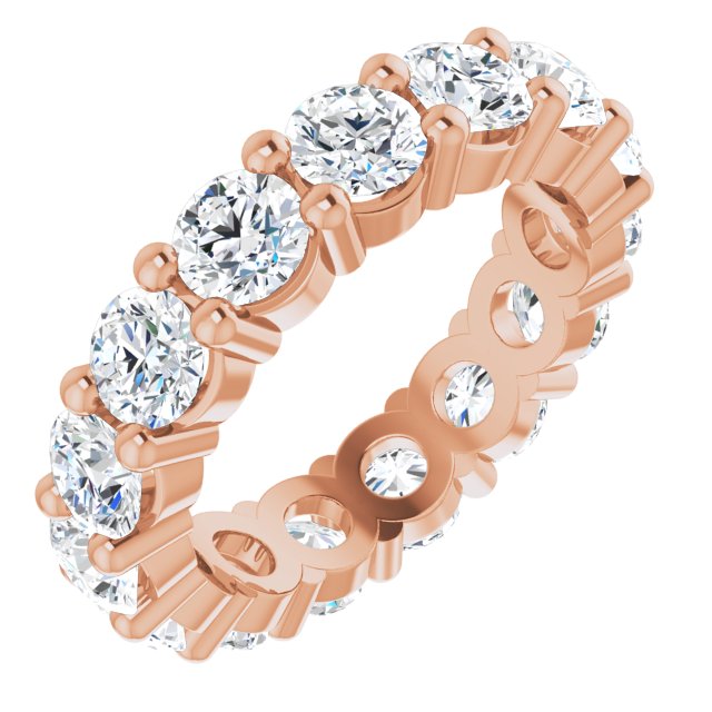 10K Gold Round Lab-Grown Diamond Shared-Prong Eternity Band – 3.75 mm Stones - Rose Gold