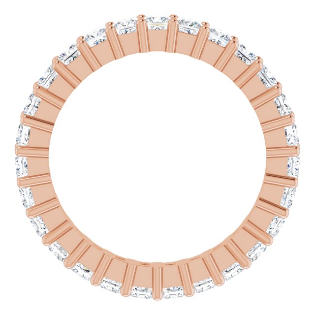 10K Gold Square Lab-Grown Diamond Shared-Prong Eternity Band – 2x2 mm Stones - Rose Gold - view 2