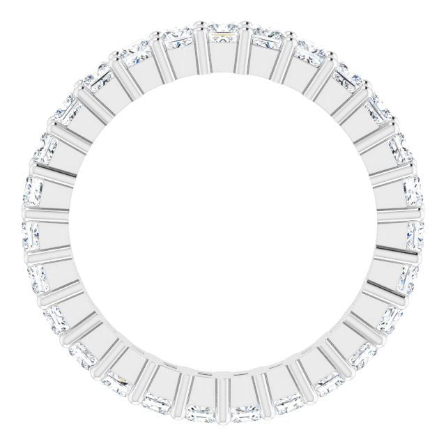 10K Gold Square Lab-Grown Diamond Shared-Prong Eternity Band – 2x2 mm Stones - White Gold - view 2