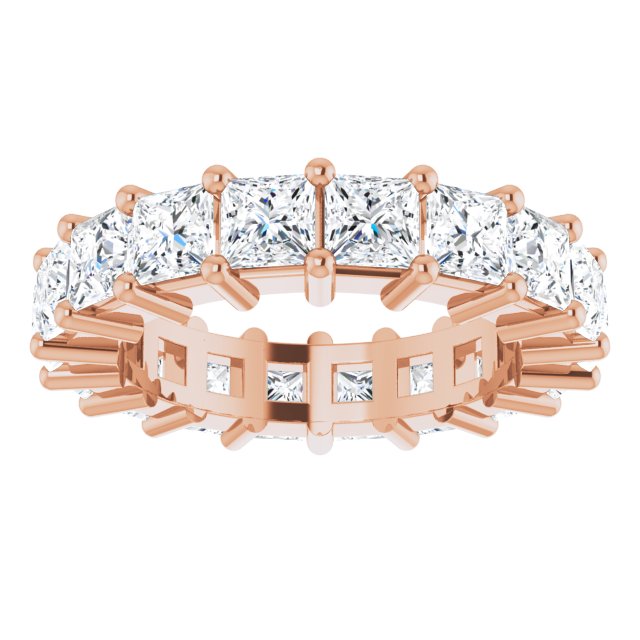 10K Gold Square Natural Diamond Shared-Prong Eternity Band – 3.25x3.25 mm Stones - Rose Gold - view 3