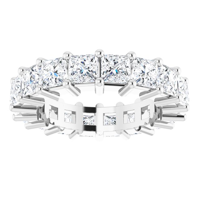 10K Gold Square Natural Diamond Shared-Prong Eternity Band – 3.25x3.25 mm Stones - White Gold - view 3
