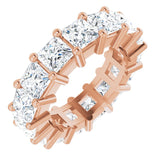 10K Gold Square Lab-Grown Diamond Shared-Prong Eternity Band – 4x4 mm Stones - Rose Gold