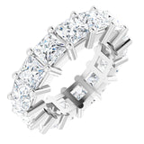 10K Gold Square Natural Diamond Shared-Prong Eternity Band – 4x4 mm Stones - White Gold
