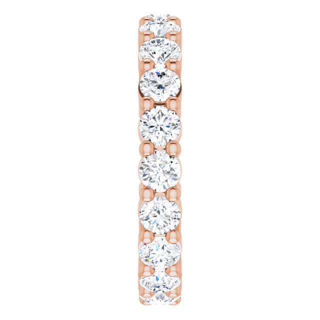 10K Gold Round Lab-Grown Diamond Shared-Prong Eternity Band – 2.75 mm Stones - Rose Gold - view 4