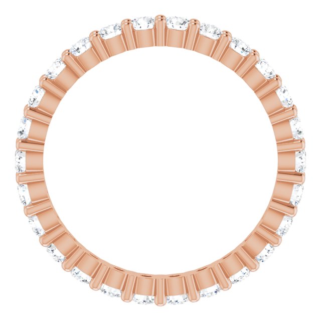 10K Gold Round Natural Diamond Shared-Prong Eternity Band – 2 mm Stones - Rose Gold - view 2