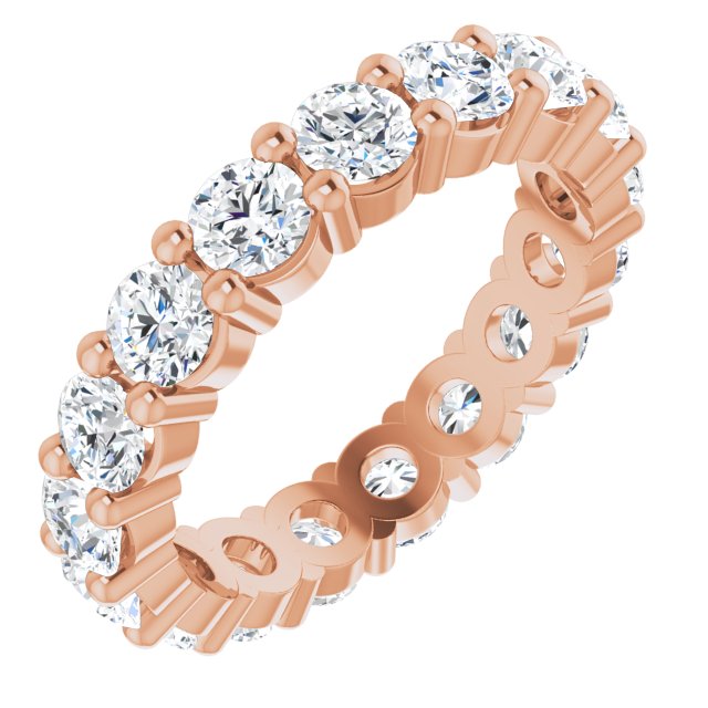 14K Gold Round Lab-Grown Diamond Shared-Prong Eternity Band – 3.2 mm Stones - Rose Gold
