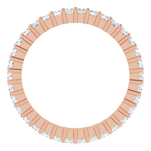 10K Gold Square Natural Diamond Shared-Prong Eternity Band – 1.5x1.5 mm Stones - Rose Gold - view 2