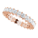 10K Gold Square Natural Diamond Shared-Prong Eternity Band – 2.25x2.25 mm Stones - Rose Gold - view 5