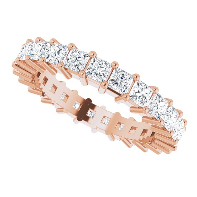 10K Gold Square Lab-Grown Diamond Shared-Prong Eternity Band – 2.25x2.25 mm Stones - Rose Gold - view 5