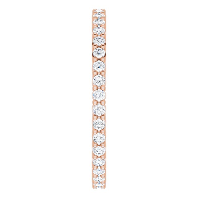 10K Gold Round Lab-Grown Diamond Shared-Prong Eternity Band – 1.3 mm Stones - Rose Gold - view 4