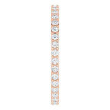 10K Gold Round Natural Diamond Shared-Prong Eternity Band – 1.3 mm Stones - Rose Gold - view 4