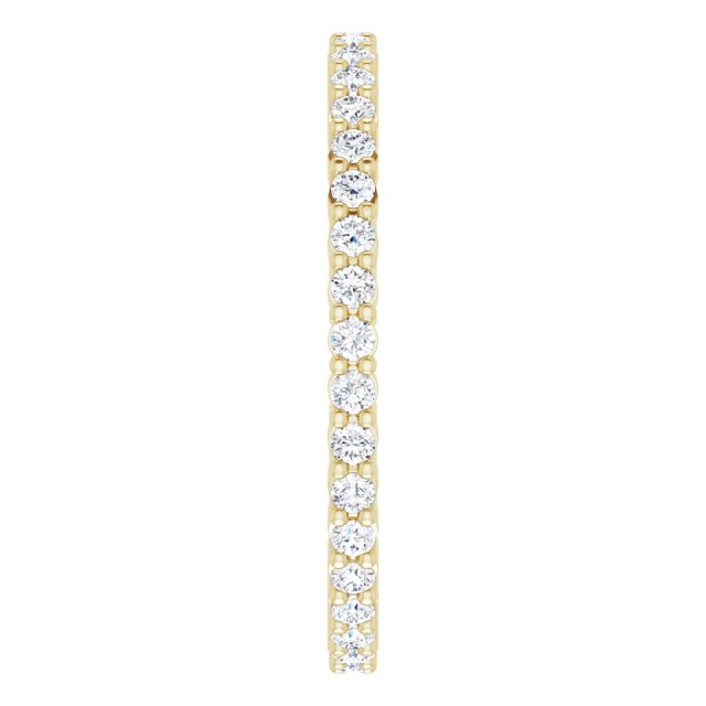 10K Gold Round Lab-Grown Diamond Shared-Prong Eternity Band – 1.3 mm Stones - Yellow Gold - view 4