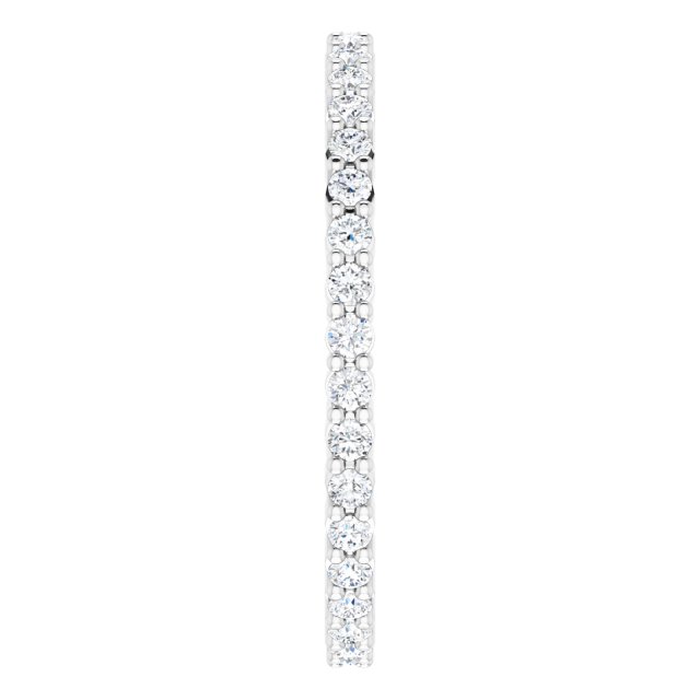 10K Gold Round Natural Diamond Shared-Prong Eternity Band – 1.3 mm Stones - White Gold - view 4