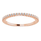 10K Gold Round Natural Diamond Shared-Prong Eternity Band – 1 mm Stones - Rose Gold - view 3