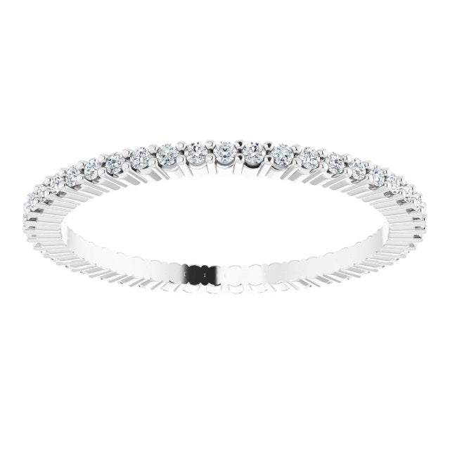 10K Gold Round Lab-Grown Diamond Shared-Prong Eternity Band – 1 mm Stones - White Gold - view 3