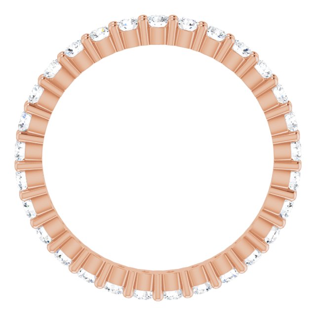 10K Gold Round Natural Diamond Shared-Prong Eternity Band – 1.75 mm Stones - Rose Gold - view 2