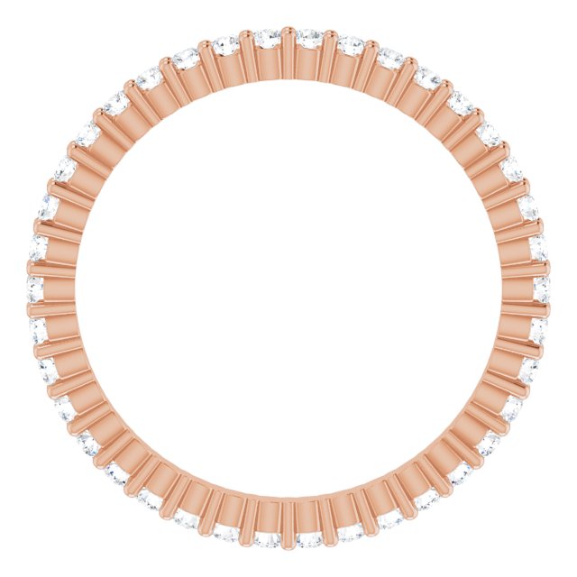 10K Gold Round Lab-Grown Diamond Shared-Prong Eternity Band – 1.3 mm Stones - Rose Gold - view 2