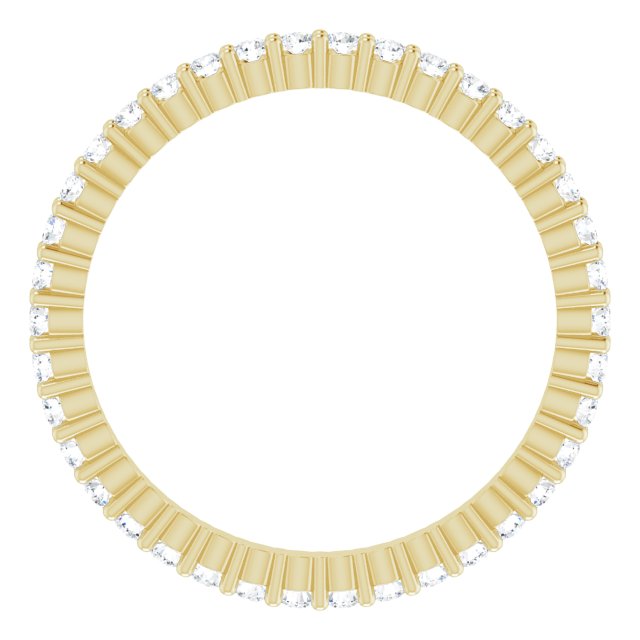 10K Gold Round Lab-Grown Diamond Shared-Prong Eternity Band – 1.3 mm Stones - Yellow Gold - view 2