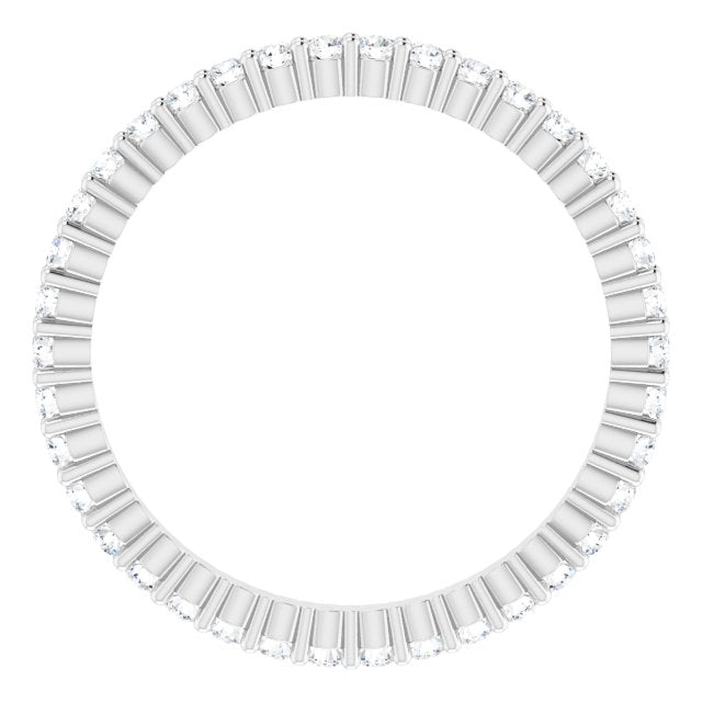 10K Gold Round Natural Diamond Shared-Prong Eternity Band – 1.3 mm Stones - White Gold - view 2