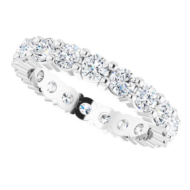 10K Gold Round Lab-Grown Diamond Shared-Prong Eternity Band – 2.75 mm Stones - White Gold - view 5