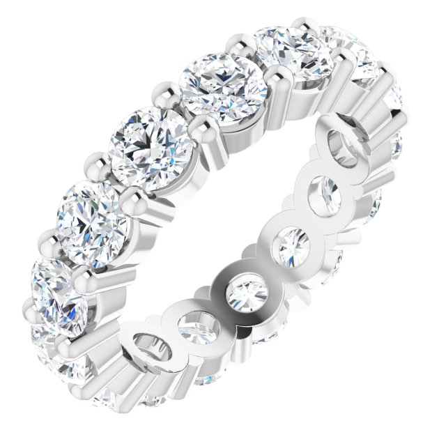 10K Gold Round Lab-Grown Diamond Shared-Prong Eternity Band – 3.75 mm Stones - White Gold