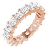 14K Gold Asscher Lab-Grown Diamond Shared-Prong Eternity Band – 3x3 mm Stones - Rose Gold